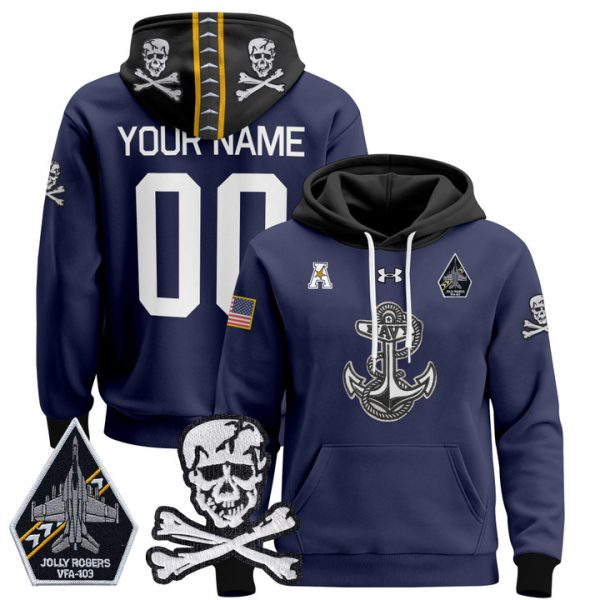 Navy Midshipmen 2024 Custom Pullover Stitched Hoodie - Stitched Navy