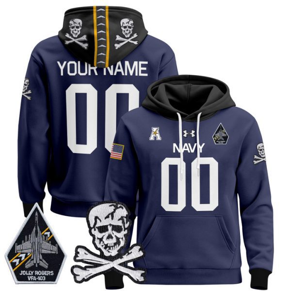 Navy Midshipmen 2024 Custom Pullover Stitched Hoodie - Stitched Navy