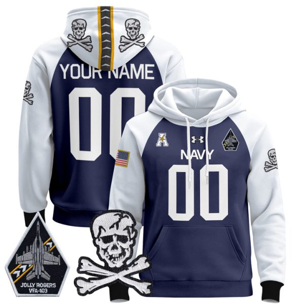 Navy Midshipmen 2024 Custom Pullover Stitched Hoodie - Stitched Navy Alternate