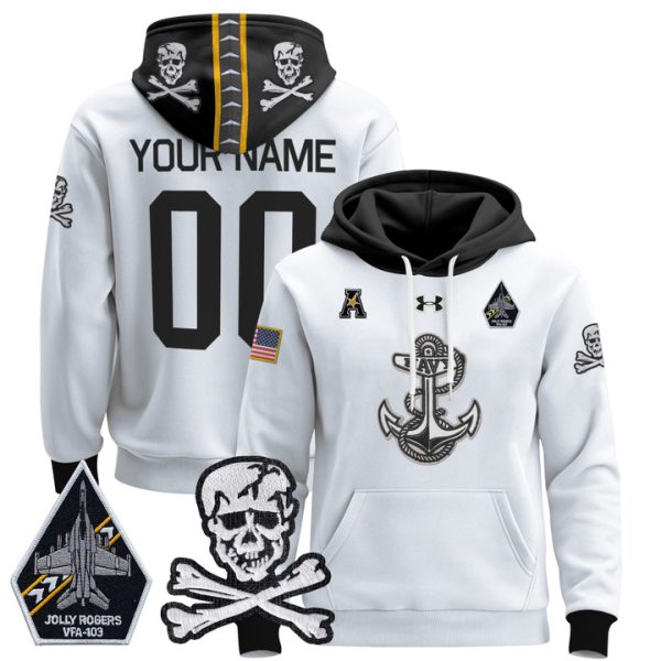 Navy Midshipmen 2024 Custom Pullover Stitched Hoodie - Stitched White