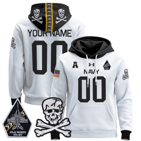 Navy Midshipmen 2024 Custom Pullover Stitched Hoodie - Stitched White