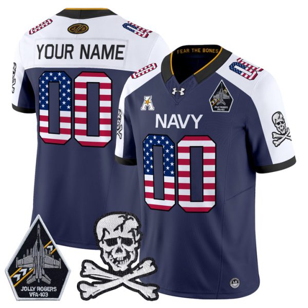 Navy Midshipmen 2025 Independence Day Vapor Limited Custom Jersey V2 Stitched Navy Alternate
