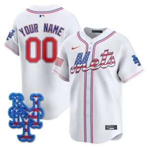 New York Mets 2025 Fourth of July Vapor Premier Limited Custom Jersey Stitched White