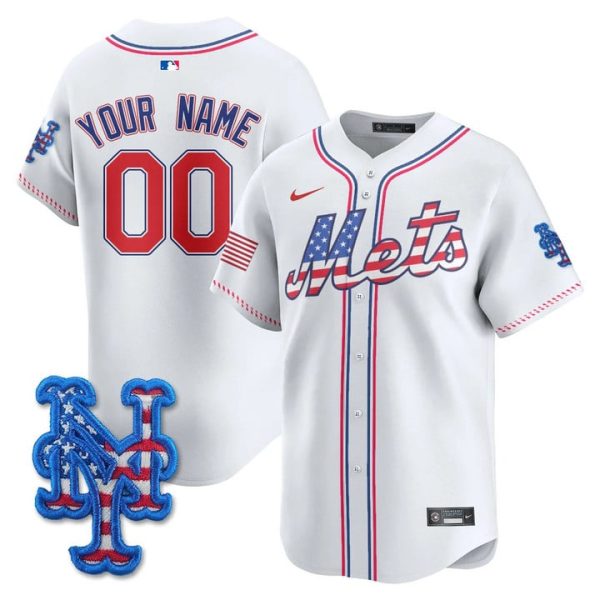 New York Mets 2025 Fourth of July Vapor Premier Limited Custom Jersey Stitched White