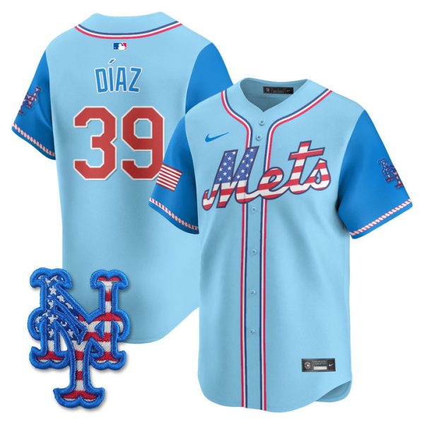 New York Mets 2025 Fourth of July Vapor Premier Limited Jersey Stitched Light Blue Alternate Edwin Diaz