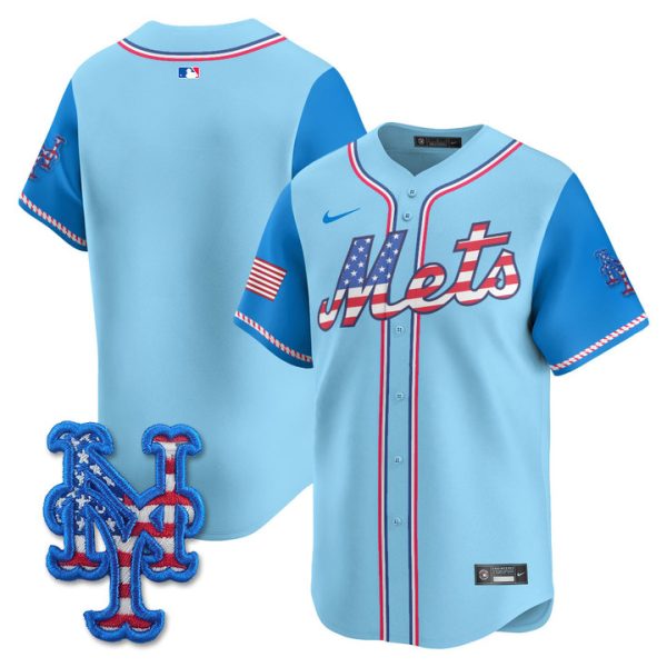 New York Mets 2025 Fourth of July Vapor Premier Limited Jersey Stitched Light Blue Alternate Team