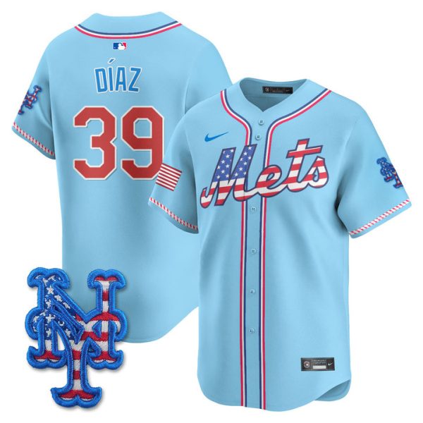New York Mets 2025 Fourth of July Vapor Premier Limited Jersey Stitched Light Blue Edwin Diaz