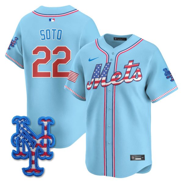 New York Mets 2025 Fourth of July Vapor Premier Limited Jersey Stitched Light Blue Juan Soto