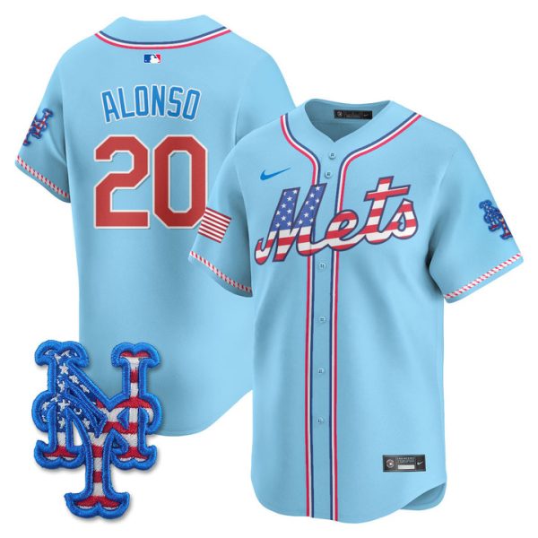 New York Mets 2025 Fourth of July Vapor Premier Limited Jersey Stitched Light Blue Pete Alonso