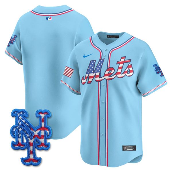 New York Mets 2025 Fourth of July Vapor Premier Limited Jersey Stitched Light Blue Team