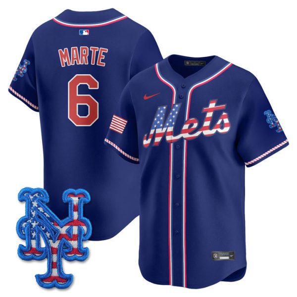New York Mets 2025 Fourth of July Vapor Premier Limited Jersey Stitched Royal Starling Marte