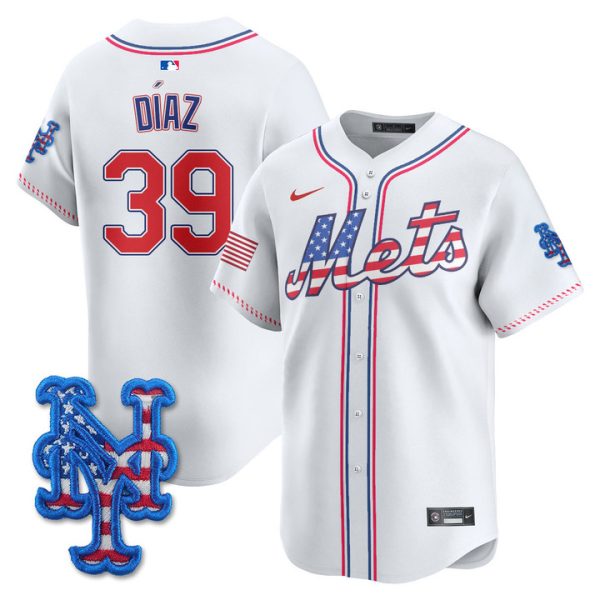 New York Mets 2025 Fourth of July Vapor Premier Limited Jersey Stitched White Edwin Diaz
