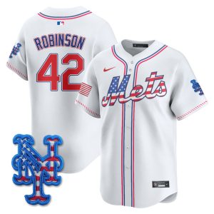 New York Mets 2025 Fourth of July Vapor Premier Limited Jersey Stitched White Jackie Robinson