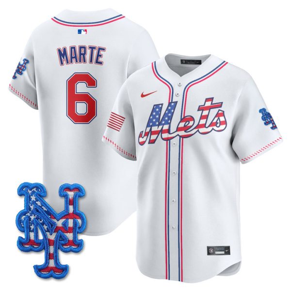 New York Mets 2025 Fourth of July Vapor Premier Limited Jersey Stitched White Starling Marte