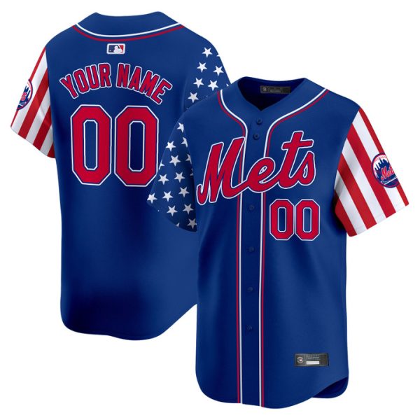 New York Mets 2025 Independence Day Vapor Premier Limited Custom Jersey Stitched Royal