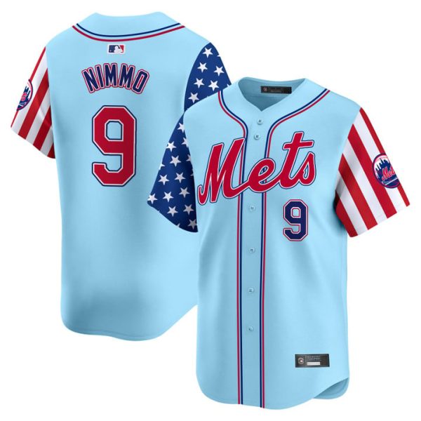 New York Mets 2025 Independence Day Vapor Premier Limited Jersey Stitched Blue Brandon Nimmo