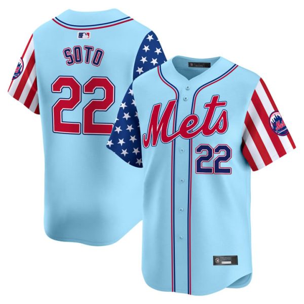 New York Mets 2025 Independence Day Vapor Premier Limited Jersey Stitched Blue Juan Soto