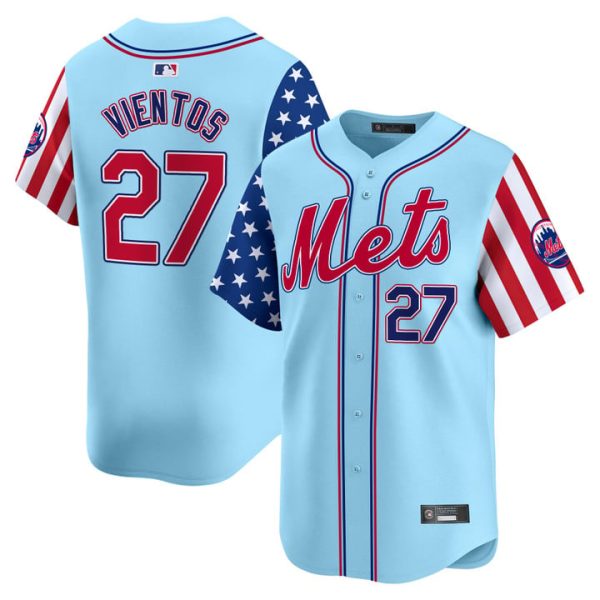 New York Mets 2025 Independence Day Vapor Premier Limited Jersey Stitched Blue Mark Vientos