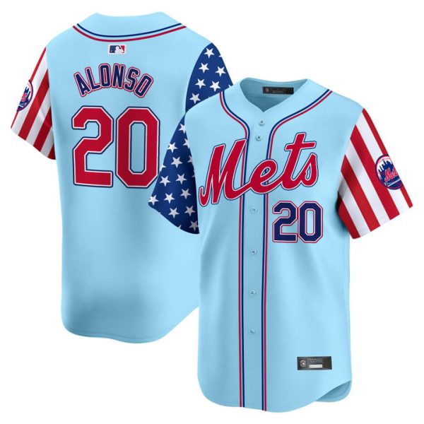 New York Mets 2025 Independence Day Vapor Premier Limited Jersey Stitched Blue Pete Alonso