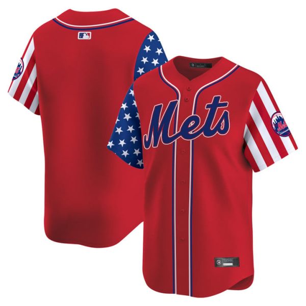 New York Mets 2025 Independence Day Vapor Premier Limited Jersey Stitched Red Team