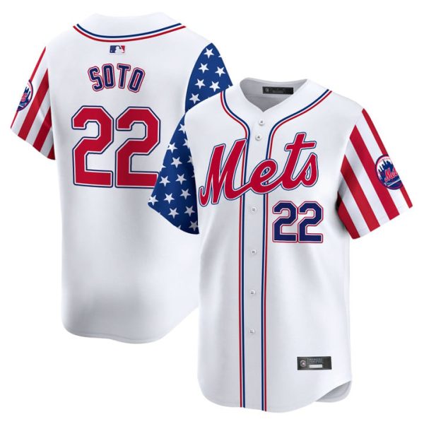 New York Mets 2025 Independence Day Vapor Premier Limited Jersey Stitched White Juan Soto