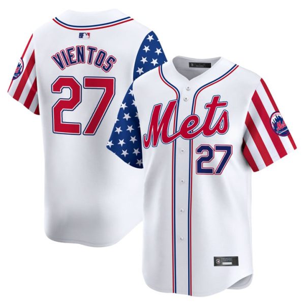 New York Mets 2025 Independence Day Vapor Premier Limited Jersey Stitched White Mark Vientos