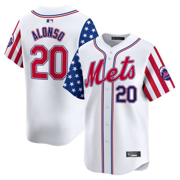 New York Mets 2025 Independence Day Vapor Premier Limited Jersey Stitched White Pete Alonso