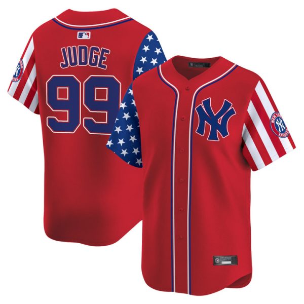 New York Yankees 2025 Independence Day Vapor Premier Limited Jersey Stitched Red Aaron Judge
