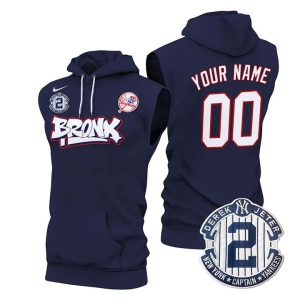 New York Yankees The Bronx Graffiti Custom Sleeveless Stitched Hoodie - Navy