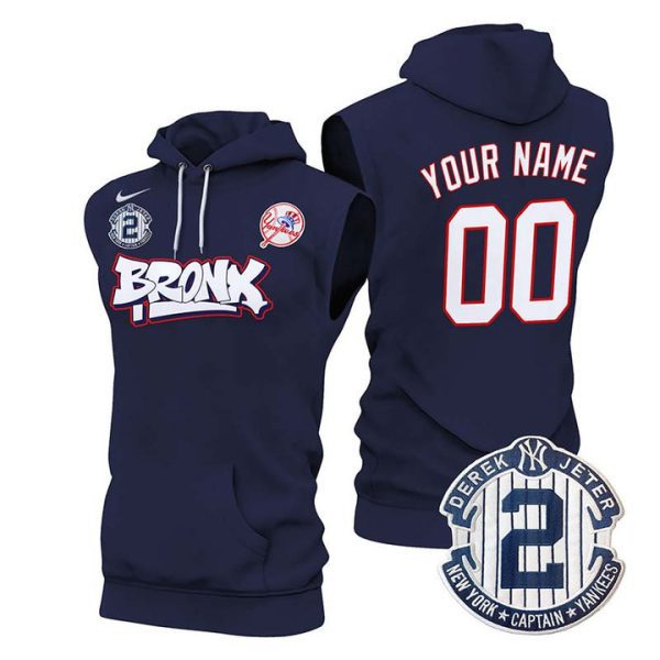 New York Yankees The Bronx Graffiti Custom Sleeveless Stitched Hoodie - Navy