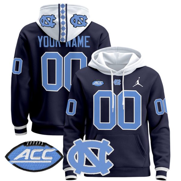 North Carolina Tar Heels 2024 Custom Pullover Stitched Hoodie - Navy