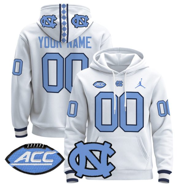North Carolina Tar Heels 2024 Custom Pullover Stitched Hoodie - White