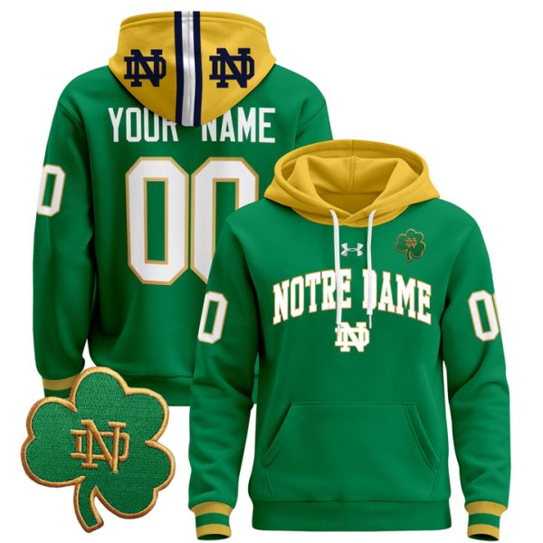 Notre Dame Fighting Irish 2024 Custom Pullover Stitched Hoodie - Green