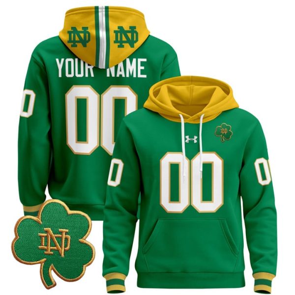 Notre Dame Fighting Irish 2024 Custom Pullover Stitched Hoodie - Green