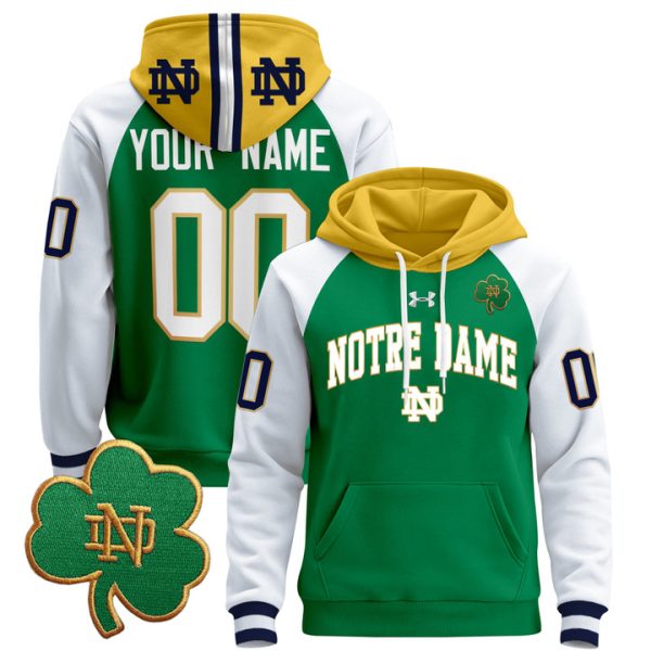 Notre Dame Fighting Irish 2024 Custom Pullover Stitched Hoodie - Green Alternate
