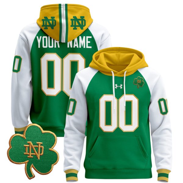 Notre Dame Fighting Irish 2024 Custom Pullover Stitched Hoodie - Green Alternate