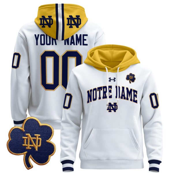 Notre Dame Fighting Irish 2024 Custom Pullover Stitched Hoodie - White