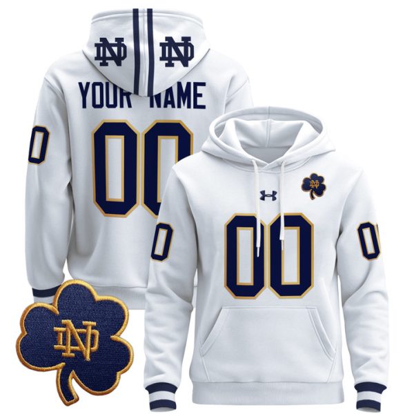 Notre Dame Fighting Irish 2024 Custom Pullover Stitched Hoodie - White