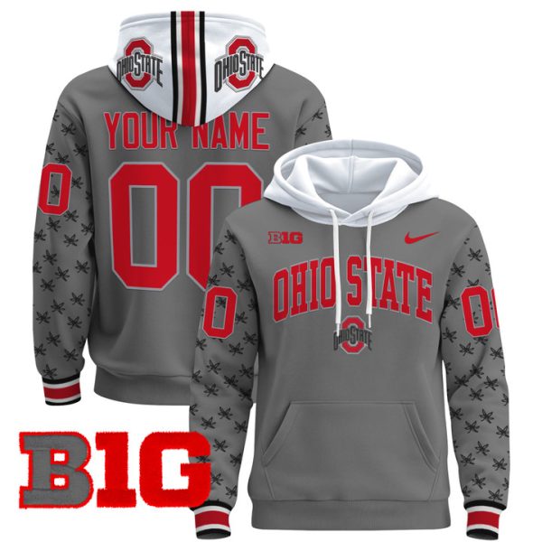 Ohio State Buckeyes 2024 Custom Pullover Stitched Hoodie - Gray