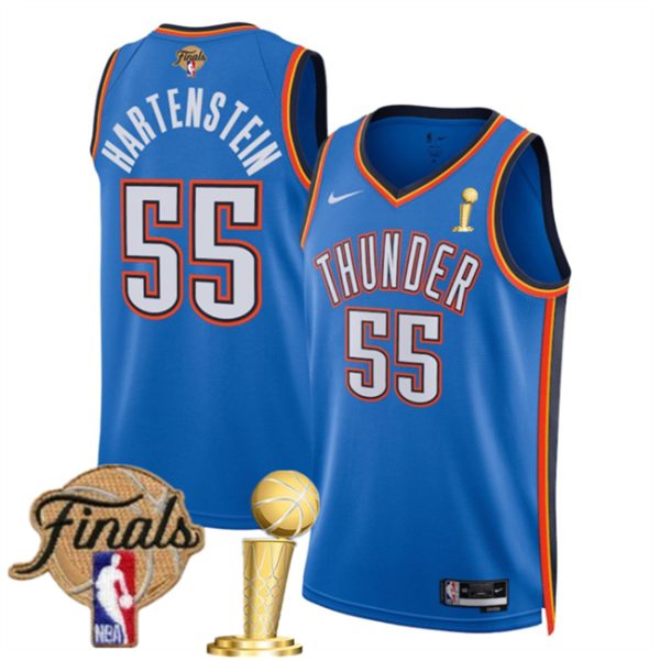 Oklahoma City Thunder #55 Isaiah Hartenstein Blue 2025 Finals Patch And Finals Champions Patch Icon Edition Stitched Basketball Jersey