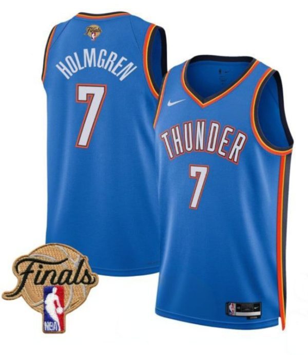 Oklahoma City Thunder #7 Chet Holmgren Blue 2025 Finals Icon Edition Stitched Basketball Jersey