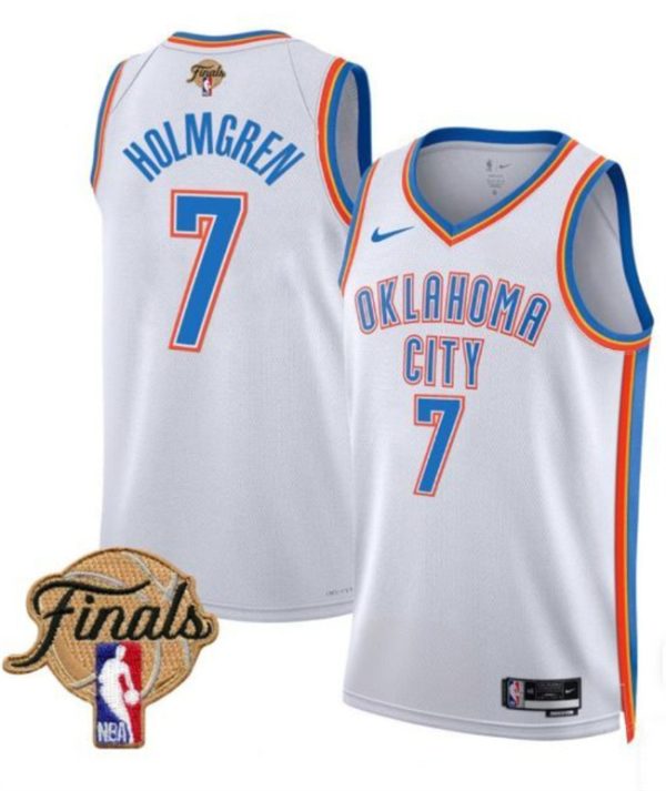 Oklahoma City Thunder #7 Chet Holmgren White 2025 Finals Association Edition Stitched Basketball Jersey