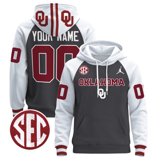 Oklahoma Sooners 2024 Custom Pullover Stitched Hoodie - Anthracite Alternate