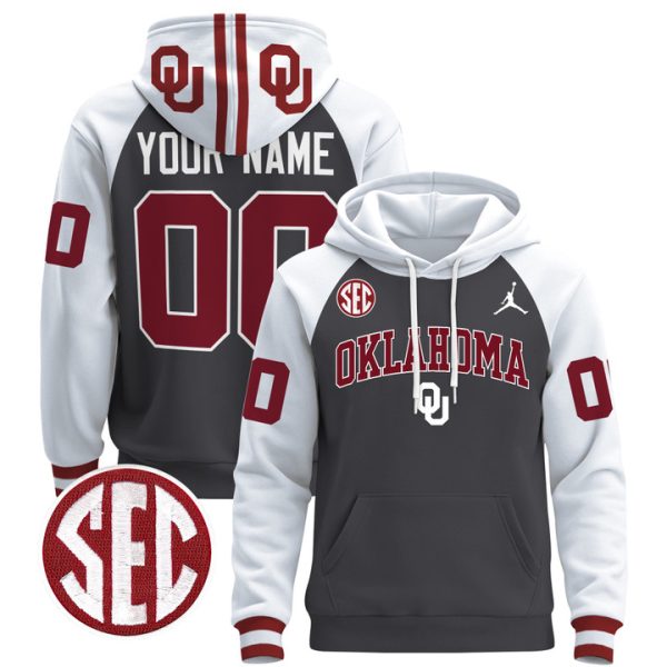 Oklahoma Sooners 2024 Custom Pullover Stitched Hoodie - Anthracite Alternate