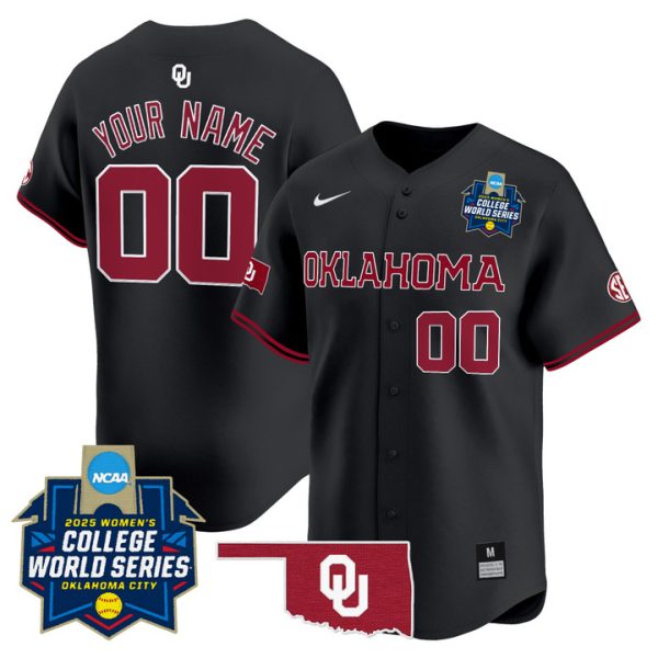 Oklahoma Sooners Softball 2025 World Series (WCWS) Vapor Premier Limited Custom Jersey Stitched Black