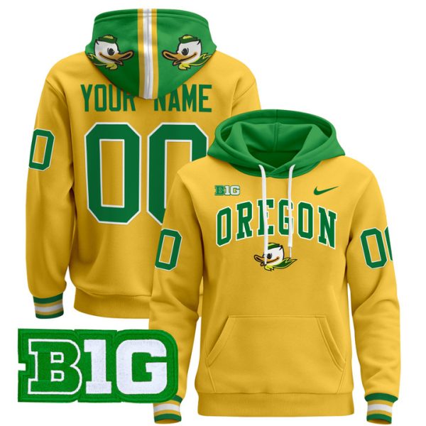 Oregon Ducks 2024 Custom Pullover Stitched Hoodie - Gold