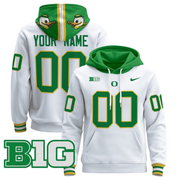 Oregon Ducks 2024 Custom Pullover Stitched Hoodie - White