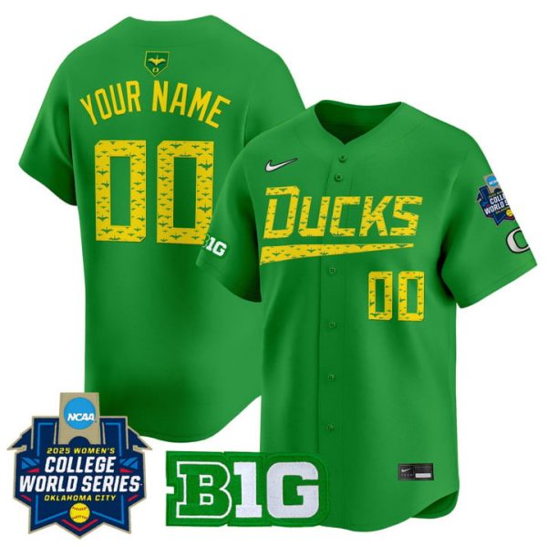 Oregon Ducks Softball 2025 World Series (WCWS) Vapor Premier Limited Custom Jersey Stitched Green