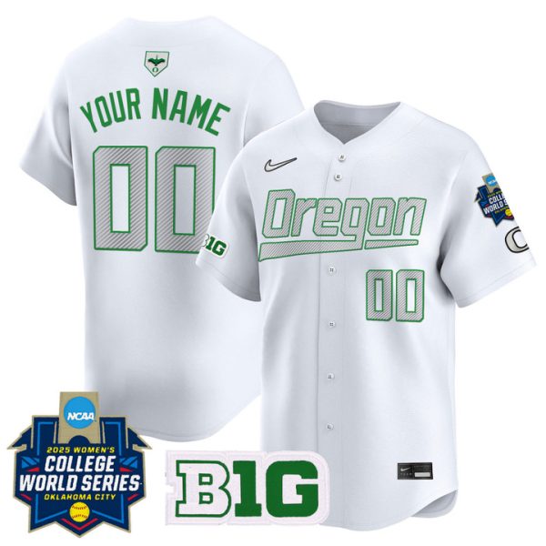 Oregon Ducks Softball 2025 World Series (WCWS) Vapor Premier Limited Custom Jersey Stitched White