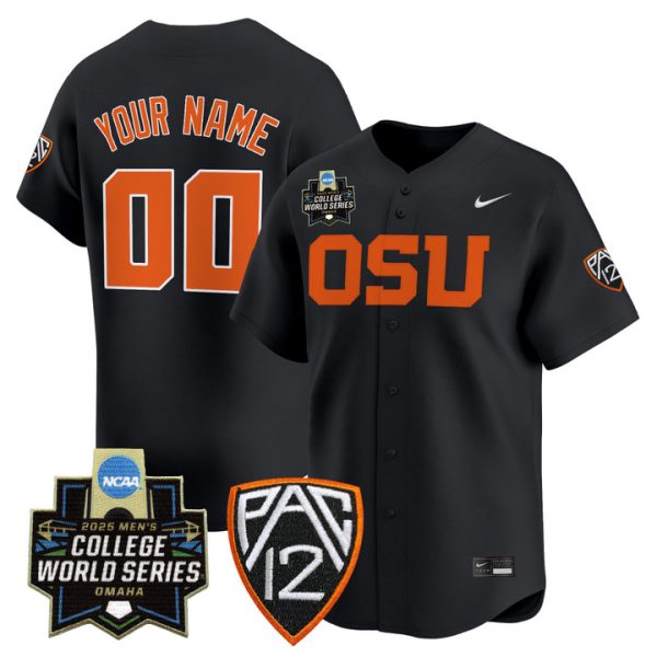 Oregon State Beavers 2025 World Series Vapor Premier Limited Custom Jersey Stitched Black